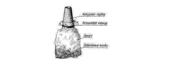 Bring the "tube" to the stem with its upper part and press lightly, the cut berry will smoothly roll into the bag along the tube