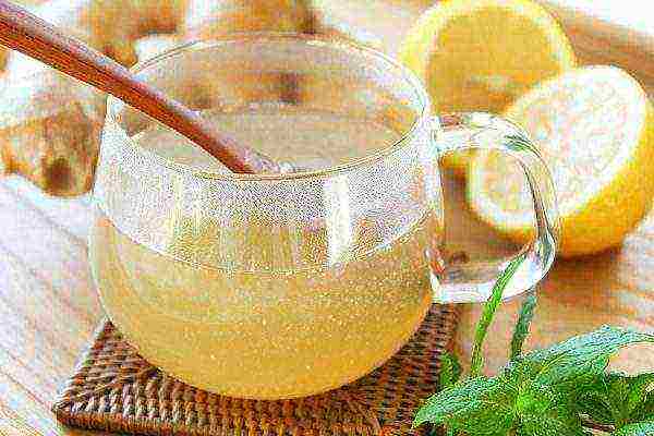 Warm water with honey and lemon for colds