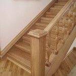 Wooden staircase covered with clear varnish