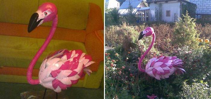 Flamingos at home and in the garden