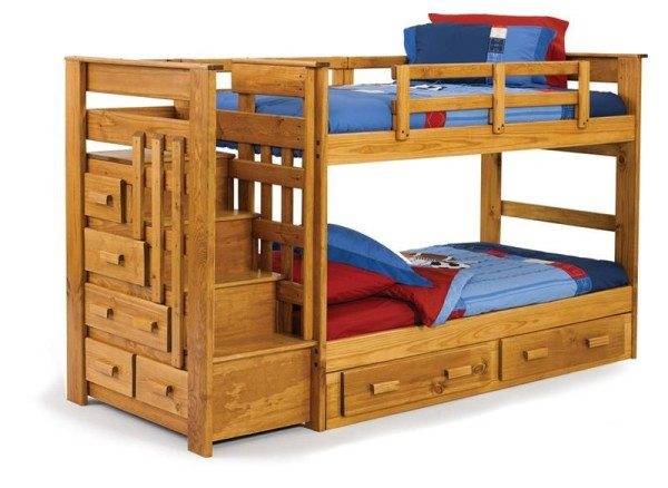 Bunk bed with a chest of drawers "Bonn". The total length is 2550 mm, the length of the berth is 1900 mm.