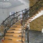Concrete staircase with wrought iron railing