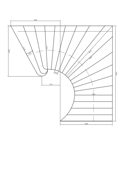 La photo montre un dessin d'un escalier en colimaçon.