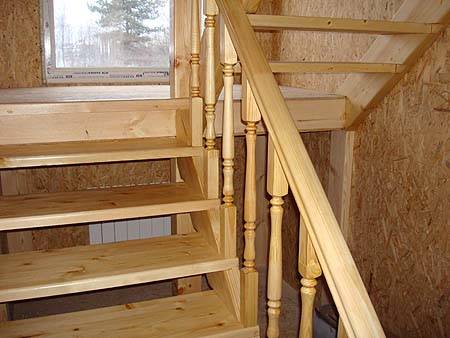 The photo shows an example of a wooden staircase made by yourself.