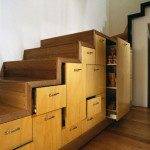 Unusual staircase with wardrobes