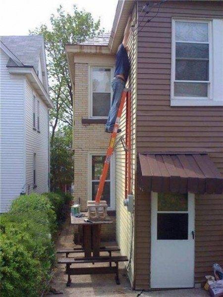 When working at a height, do not neglect the safety requirements, otherwise it may lead to injury.