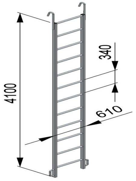 Un exemple de structure d'échelle articulée et ses tailles standard conformément à GOST pour une échelle.