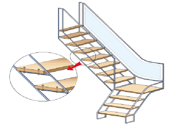 Self-supporting staircases - easy to assemble and disassemble.