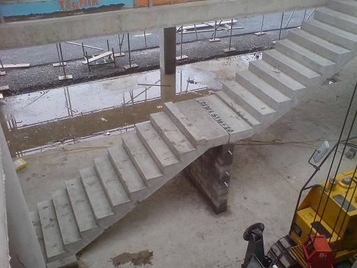 Prefabricated reinforced concrete staircase.