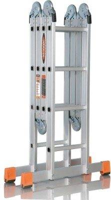 Hinged transformer step-ladder in folded position