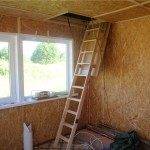 Folding wooden ladder to the attic