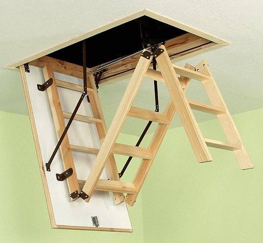 Folding version of a simple ladder made of wood