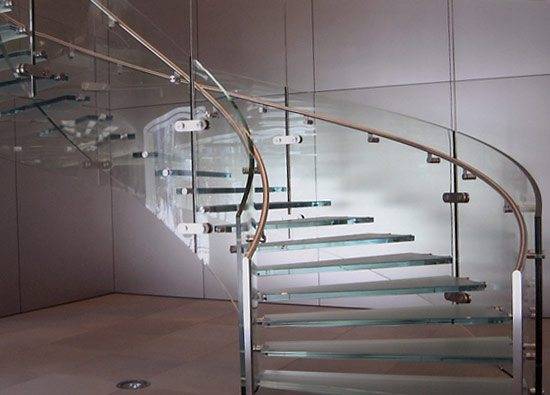 Glass steps and handrails