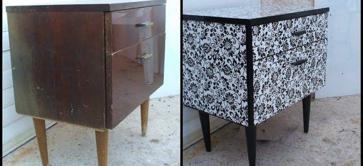 Bedside table before and after