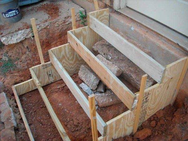 Installed wooden formwork