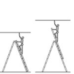 Installation options for a three-section ladder