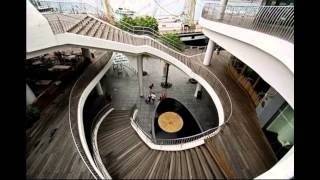 A spiral staircase on the street - a stylish solution