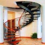 Spiral metal staircase in the interior