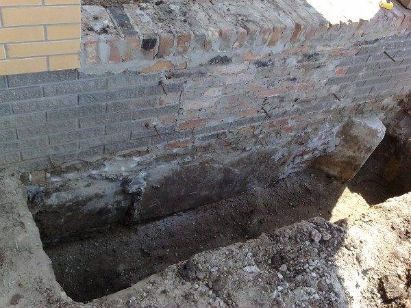 Pit for laying the foundation of the porch